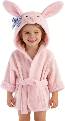 Vista 4 de Albornoces de bebé niña lavado Waddle rosa oveja con capucha bata niñas toalla de baño Terry algodón ultra absorbente