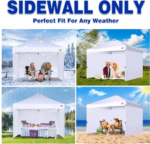 Vista 5 de SCOCANOPY SideWall para marco de toldo desplegable de 8 x 8 pies, paquete de 3 solamente Sunwall, (morado)