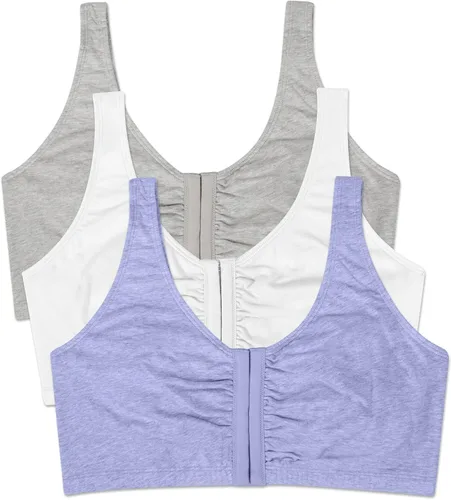 Vista 11 de Fruit of the Loom Sujetador de algodón con cierre frontal múltiple para mujer