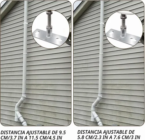 Vista 4 de 2 juegos de soporte de tubo ajustable de 4 pulgadas, soporte de abrazadera ajustable resistente con tornillo y tubo de expansión, soporte de pared