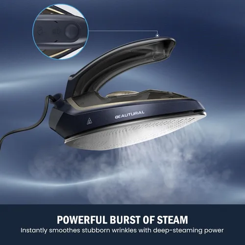 Vista 9 de BEAUTURAL Mini Travel Iron for Clothes with Dual Voltage, 1000 Watts