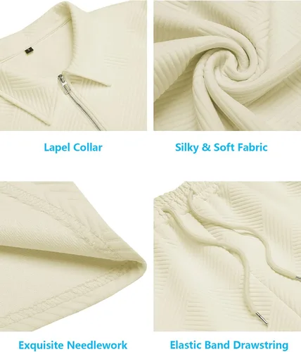 Vista 5 de URRU Conjunto de camisa polo y pantalones cortos para hombre, trajes de verano a la moda, casual, de manga corta, traje de polo para hombre