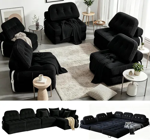 Vista 9 de Sofá cama plegable Futón Sofá Cama Silla Rosa y Negro Negro y rosado
