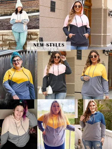 Vista 5 de VISLILY Sudaderas con capucha de talla grande para mujer con bloques