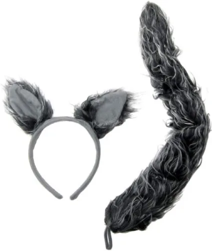 Vista 2 de J24630. Orejas de lobo y cola, talla única, color gris.