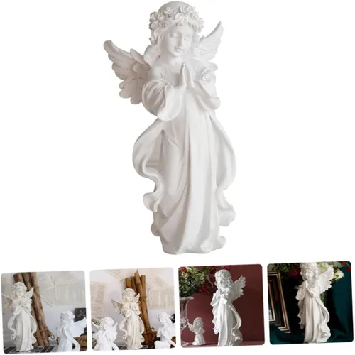 Vista 5 de GANAZONO 1 escultura de niña de ángel, figuras en miniatura, decoración de Navidad, estatua de hada, estatua de jardín, resina querubín, decoración