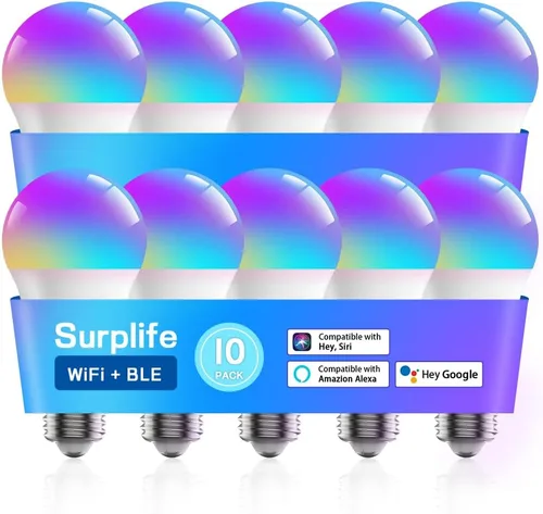 Vista 14 de Bombillas inteligentes, bombilla LED regulable que cambia a todo color, compatible con Alexa y Google Assistant, certificado UL FCC, WiFi de 2.4