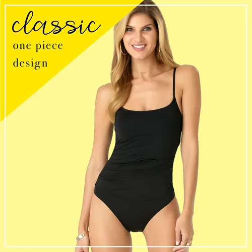 Vista 14 de Anne Cole Maillot Solid traje de baño de una pieza para mujer