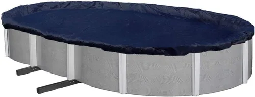 Vista 9 de Winter Block Cubierta de Invierno para Piscina Sobre el Suelo, Se Adapta a Ovalada de 12' x 18', Azul Sólido – Incluye Cabrestante y Cable