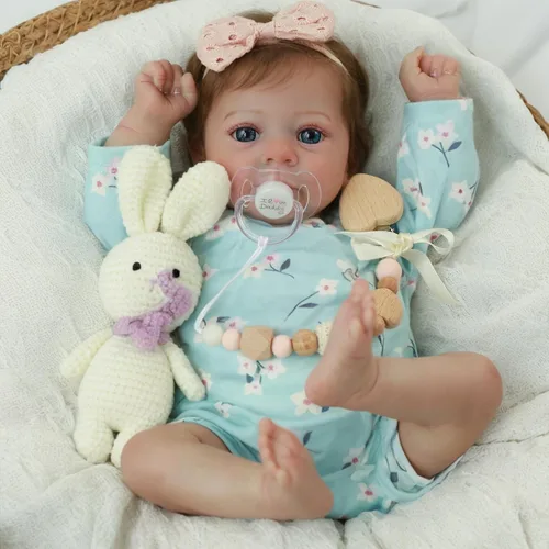 Vista 6 de SCOM Muñecas Reborn de bebé realista Niña - Felicia, Muñecas recién nacidas realistas de 17 pulgadas con cuerpo de tela suave ponderado, Muñecas