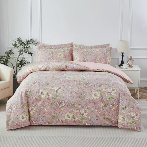 Vista 11 de URBONUR Funda de Edredón de Algodón Egipcio 100% Tamaño Twin 3 Piezas Juego de Fundas de Edredón Floral Juego de Fundas de Consolador Flores de Flor