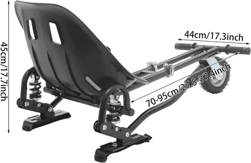 Vista 5 de Accesorio de asiento Hoverboard, 27.5 a 37.4 pulgadas, ajuste ajustable para asiento de scooter con doble amortiguador para patinetes de equilibrio