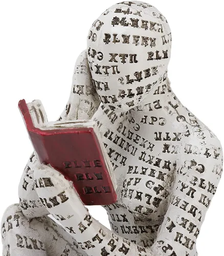 Vista 5 de Buachois Figura de lectura para mujer, decoración moderna de estantería, estatua de pensador de mujer de lectura de pulpa, escultura de arte