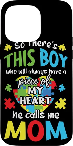 Vista 21 de iPhone 16 Boy Calls Me Mom Heart - Funda de concientización sobre el autismo