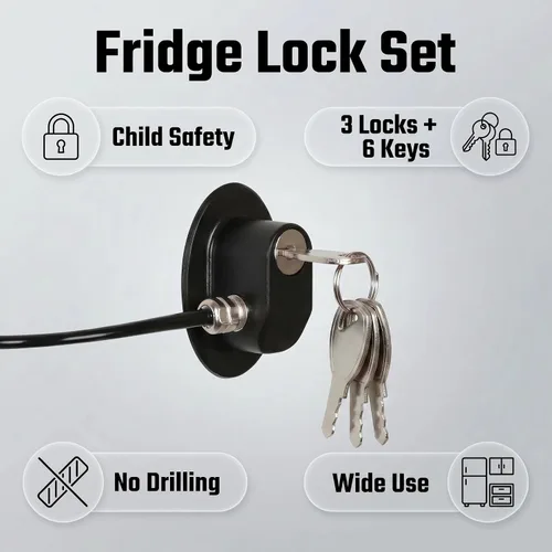 Vista 4 de REZIPO - Cerradura de puerta de refrigerador con 2 llaves, cerradura de cajón de archivos, cerradura de puerta de congelador y cerradura de gabinete