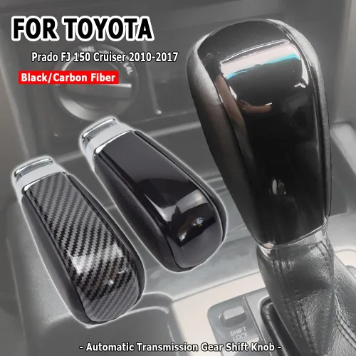 Vista 3 de para Toyota Prado FJ 150 Cruiser 2010 2011 2012 2013 2014 2015 2016 2017 de cuero transmisión automática perilla de cambio (negro)