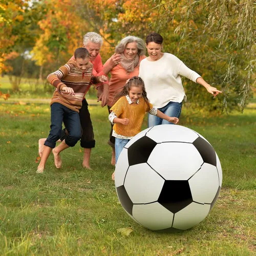 Vista 4 de Lewtemi 2 pelotas de fútbol inflables gigantes de 40 pulgadas, globos de playa grandes y enormes globos de fútbol, deporte, fiesta de cumpleaños