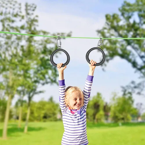Vista 2 de Dolibest 2 Pack of Ninja Gymnastic Rings,Monkey Ring Outdoor Backyard Ninja Accessories Set,Swing Bar Rings Obstacle Course for Training Equipment