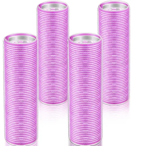 Vista 17 de WILLBOND 4 rodillos de pelo largos para flequillo, rizadores de núcleo de aluminio, rodillo térmico de autoagarre para cabello largo y mediano, Negro