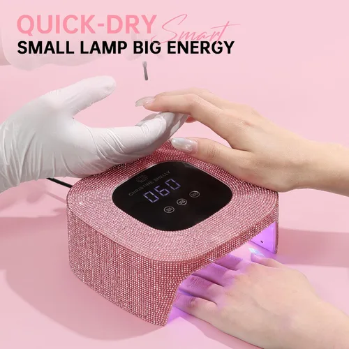 Vista 6 de 48W UV LED Nail Lamp Mini Nail Dryer for Gel Polish Pink Diamond