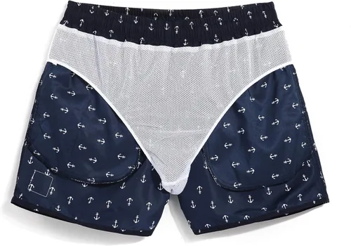 Vista 4 de Bañador de 7" para hombre con forro de malla de secado rápido trajes de baño impresión