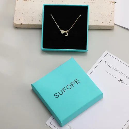 Vista 7 de SUFOPE Delicado collar de corazón para mujer, chapado en oro de 14 quilates, oro rosa, plata, pequeño collar con colgante de corazón, gargantilla