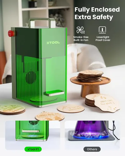 Vista 7 de xTool F1 Grabador Láser Dual 2 en 1, Máquina de Grabado Láser Portátil de Velocidad Relámpago, Grabador Láser HD para Joyería, Metal, Madera, Cuero