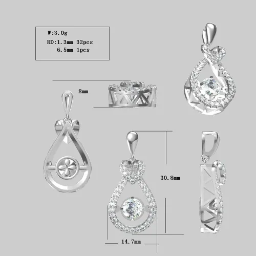 Vista 4 de Central Diamond Center Collar de piedras preciosas bailarinas de corazón y pera para mujer, plata de ley 925 y circonita de brillo puro, Circonia