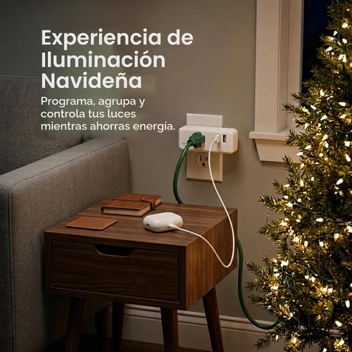 Vista 8 de Geeni Switch + Charge Multi Port Smart Wi-Fi Plug con 2 puertos USB, salida de ahorro de energía con control de aplicación, compatible con Alexa