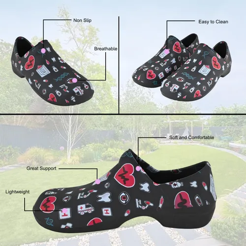 Vista 2 de Comfort Trends Zuecos para mujer, zapatos de enfermera, zuecos de jardín