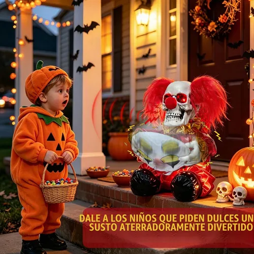 Vista 6 de Decoración animatrónica de Halloween payaso rasgando cara para casa