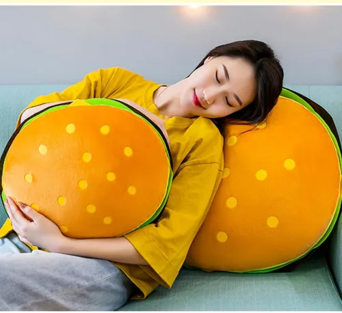 Vista 5 de Almohada de felpa de hamburguesa divertida almohada de peluche de pan de hamburguesa, almohada de peluche suave para niños y adultos, regalo