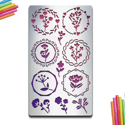 Vista 9 de MAYJOYDIY Can Plant - Plantilla de metal para diario, marcapáginas, plantillas de metal de 4 x 7 pulgadas, plantilla de dibujo de acero inoxidable