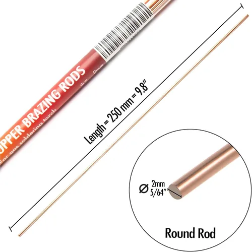 Vista 3 de 40 Varillas de Soldadura de Cobre BCuP-2 (5/64" x 9.8") 2mm de Fósforo Redondas Autoflujo para Soldadura de Latón Varillas de Soldadura para TIG