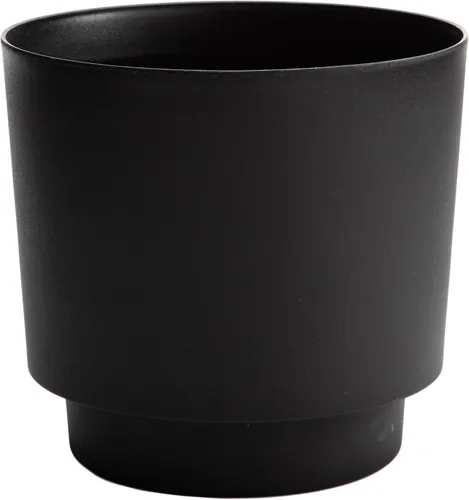 Vista 5 de Bloem Hopson Maceta decorativa de resina con soporte de metal, maceta de 6" para interiores y exteriores con soporte de metal dorado, negro
