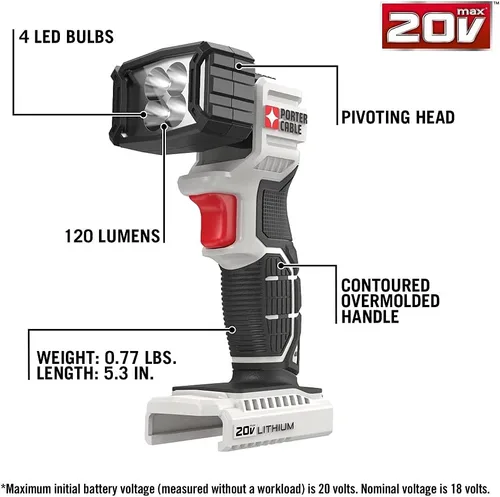 Vista 2 de Reflector LED de litio PORTER CABLE PCC700B 20-volt MAX