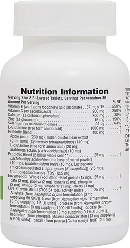 Vista 2 de NaturesPlus GI Natural Total Digestive Wellness - 90 tabletas de dos capas - con L-glutamina, probióticos, prebióticos y enzimas - Sin gluten - 30