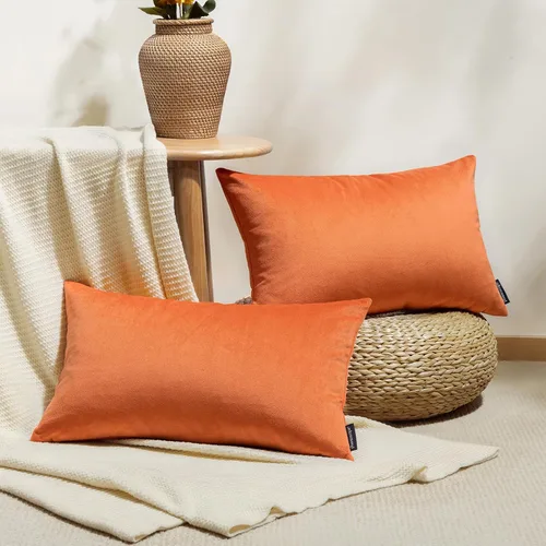 Vista 21 de Phantoscope Paquete de 2 fundas de almohada decorativas de terciopelo suave y cuadrado para sofá, color beige, 18 x 18 pulgadas, 17.7 x 17.7 in