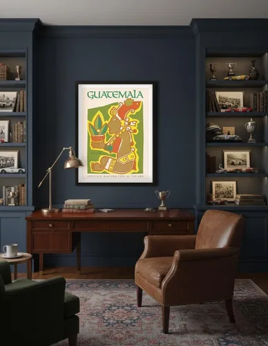 Vista 4 de Guatemala - Yum Kax Dios Del Maiz (señor del bosque) - Dios maya de las plantas y animales silvestres - Póster de viaje vintage c.1980s - Lienzo
