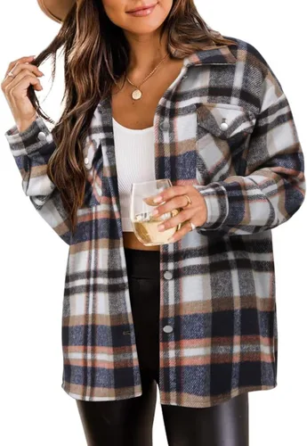Vista 157 de ZOLUCKY Chaqueta de manga larga con botones para mujer, talla grande, blusas