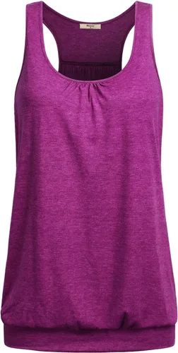 Vista 22 de Miusey - Camiseta sin mangas para mujer, cuello redondo, ajuste holgado, espalda cruzada, de yoga 1# Negro