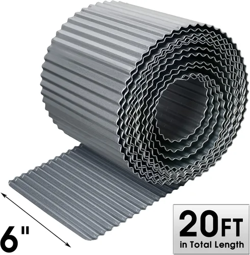 Vista 6 de Worth Bordes de jardín estrechos corrugados, 6" x 20 pies, bordes de paisajismo de acero galvanizado resistente, metal flexible para césped, tiras
