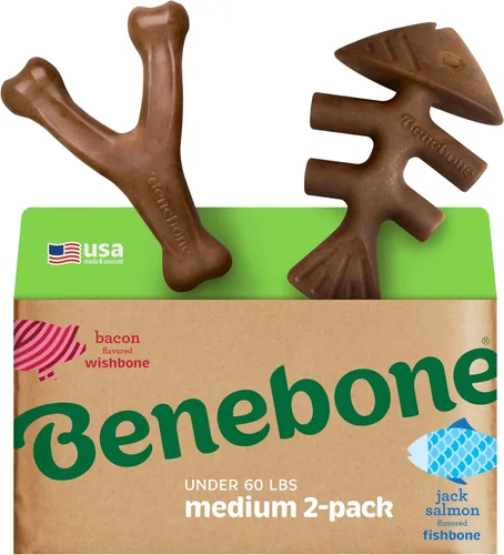 Vista 17 de Benebone - Paquete de 2 juguetes masticables duraderos para perros, diseño Maplestick/Zaggler, tocino real, madera de arce real, fabricados