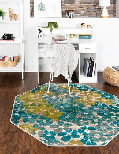 Vista 9 de Unique Loom Azalea Collection - Alfombra de área - Encore (Runner 2' 0" x 6' 0", azul/marfil)