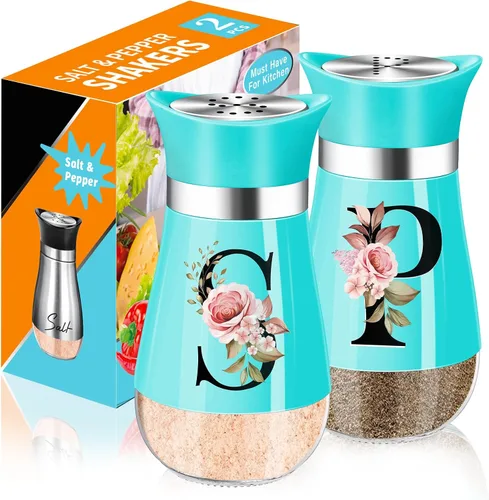 Vista 7 de Juego de salero y piminero, decoración de cocina negra de 4 oz, dispensador de especias clásico de acero inoxidable y vidrio, diseño recargable