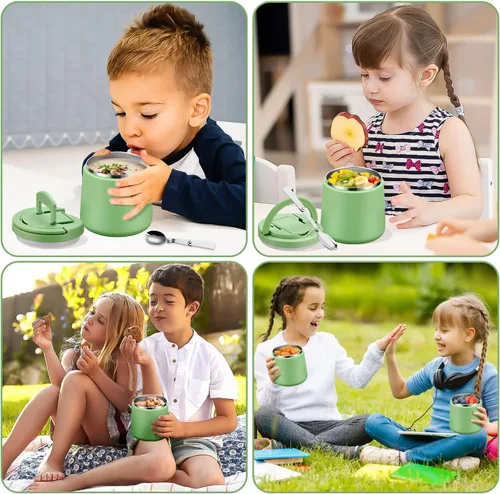 Vista 8 de Tarro de comida aislado al vacío de 20 onzas con tapa de hebilla, termo de sopa para niños de comida caliente, boca ancha, a prueba de fugas