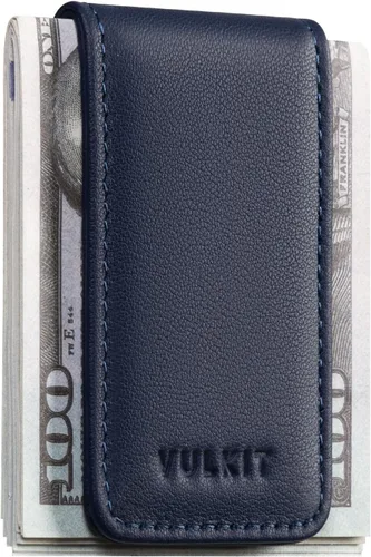 Vista 17 de VULKIT Clip magnético de cuero para dinero, portador de dinero, diseño minimalista con capacidad para hasta 15 billetes, Negro, Delgado