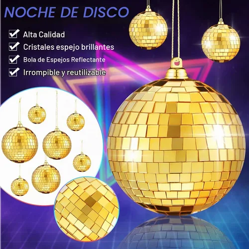 Vista 3 de 50 piezas de bolas de discoteca, bolas de discoteca reflectantes, decoraciones de bolas de discoteca colgantes, ornamento de bola de discoteca