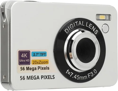 Vista 10 de Cámara digital, video 4K de 56 MP con zoom de 20x, pantalla LCD de 2.7 pulgadas, cable USB, compacto, almacenamiento de 128 GB, color negro