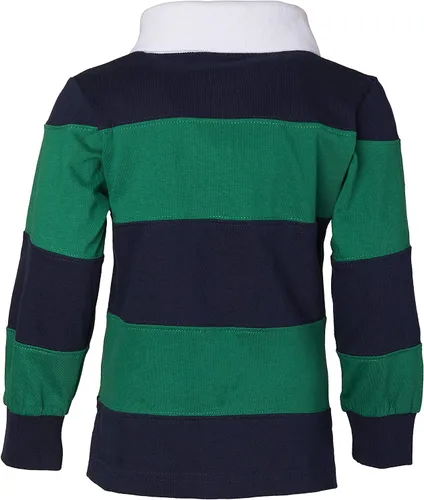 Vista 3 de Sportoli Camisa polo de rugby de manga larga a rayas anchas de algodón para niños